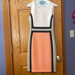 Calvin Klein Color Blocked pink and tan dress